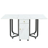 Space-saving Folding Dining Table Drop Leaf Table with Drawer Black Legs