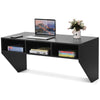 Wall Mounted Floating Computer Desk with 3 Storage Compartments（Black）