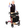 Folding Aluminum Walker Four Wheels Medical Rollator with Seat & Carrying Bag