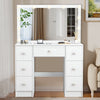 7 Drawers Dressing Table Makeup Desk Dresser with Mirror LED Light Bedroom White