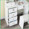 Vanity Dressing Table with Dimmable LED Light Sliding Mirror Shelves Makeup Desk
