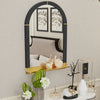 Retro Arched Wall Mirror with Shelf Anti-rust Farmhouse Vanity Mirror Over Sink