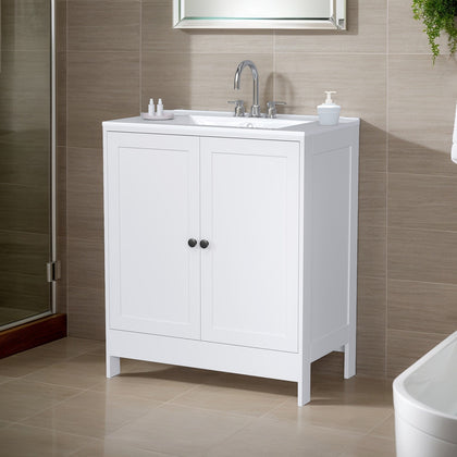 760mm Freestanding Vanity Unit Basin Sink Bathroom Storage Cabinet White UK