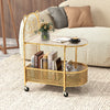 Sofa Side Table 2-Tier Center Table Sofa Side Table on Lockable Wheels-Golden
