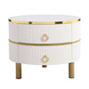 Round Nesting Nest Coffee Table Set with Storage 2 Drawer White Side End Tables