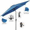 2.7 M Outdoor Patio Umbrella Garden Parasol with Crank Handle &Tilt Adjustment