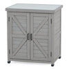 Grey Wooden Garden Storage Cabinet Weather-Resistant Magnetic Closure 2 Shelves