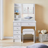 White Vanity Dressing Table Desk Set Makeup Desk Dresser Sliding Mirror Drawers