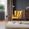 Ergonomic High Back Rocking Chair Linen Patchwork Rocker Armchair Recliner Seat