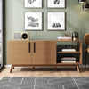 Wooden TV Stand Living Room 2 Doors 2 Shelves Modern Entertainment Media Cabinet