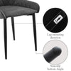 Set of 2 Dining Chairs Faux Leather PU Cushion Padded Seat Metal Legs Restaurant