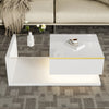 Coffee Table with Storage Drawers & Shelves LED Light Modern Living Room White