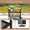 Outdoor Grill Cart Pizza Oven Stand with Flip-up Table & Trash Bag Holder
