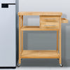 Solid Wood Kitchen Trolley Serving Cart Island Organizer Rolling Wheels 2-Drawer
