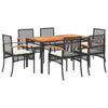 Camerina 7 Piece Garden Dining Set with Cushions Black Poly Rattan,Patio C7D2