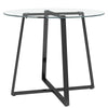 Glass Tempered Round Side Table Top & Black Metal Legs Dining Living Room Office