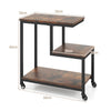 Small Sofa Couch Side Table with Lockable Casters-Brown