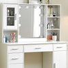 White Dressing VanityTable Wood Makeup Desk with LED Mirror 6 Drawers 2 cabinet
