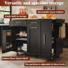 Kitchen Storage Trolley Rolling Island Cart with Drop Leaf Countertop, Cabinet