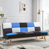 Fabric Sofa Bed 3 Seater Couch Adjustable Grey Blue Patchwork Recliner Chairs UK
