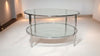 Rounded Double Glass Coffee Table with Steel Legs 43 x 80 cm