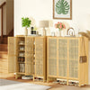6 Tier Bamboo Shoe Cabinet Cupboard Storage Rack w/ 3 Doors for Hallway Entryway