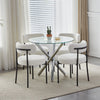 5Pcs Modern Dining Table Set 4 Chairs Glass Table with 4 Boucle Kitchen Chairs