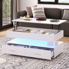 Coffee Table with Storage Lift Top Up & LED Lights Matt White for Living Room
