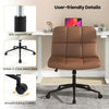 Criss Cross Chair PU Leather Upholstered Legged Office Chair w/ Wheels (Brown)