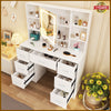 Large LED Dressing Table Mirror 7 Drawers Stool Vanity Makeup Desk Set Bedroom