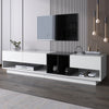 Lowboard TV Stand TV Cabinet with Drawer for Living Room, Black and White
