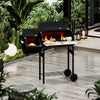 Charcoal BBQ Grill with Smoker Offset Steel Barrel Drum Outdoor Garden Camping