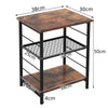 3-Tier Industrial Side Table End Table Record Player Stand w/Adjustable Shelf