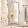 Rectangle Silver Mirrors Shiny Crystal Diamond Big Wall Mirror Living Room Decor