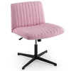 Pink Criss Cross Legged Chair Home Office Chair w/ Wide Padded Seat
