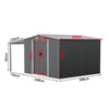 8 X 8ft Outdoor Garden Storage Shed w/Doule Slide Doors Galvanised Metal Black