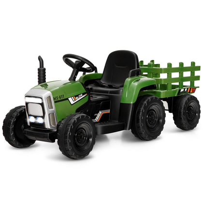 12V Kids Ride On Tractor W/ Trailer Electric 3-Gear-Shift Ground Loader Toy Car