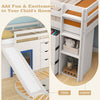 Single Size Farmhouse Loft Bed Frame with Storage Space & Ladder-Blue