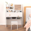 Dressing Table with Mirror and Chair Vanity Table with 3 Drawers and Shelves Zeg