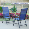 Patio Chairs Set of 2 Folding Outdoor Dining Chair Sling Adjustable Chair Blue