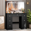 Crystal handle Dressing Table with 7Drawers Makeup Desk Vanity Table LED Mirrow