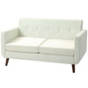 Modern 2 Seater Sofa, Tufted Small Fabric Couch with Wood Legs, Cream White