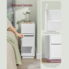 Slim Wood Bedside Table Bedroom Nightstand with Shelf & Drawer, Narrow Cabinet