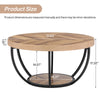 Round Coffee Table, Industrial 2-Tier Circle Coffee Table with Storage Shelves