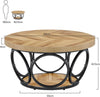 Round Coffee Table, 31.5'' Farmhouse Wood Center Table with 2-Tier Storage