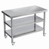 Stainless Steel Kitchen Work Bench Catering Table Worktable W/Undershelf, Wheels