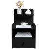 Side Storage Cabinet Bedside Table Bedroom Nightstand with Extra Shelf & Drawer