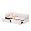 PANEL PLUSH UPHOLSTERED DAYBED STORAGE SOFA BED WITH 2 DRAWERS, 3FT SINGLE WHITE