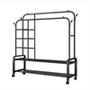 Heavy Duty Double Clothes Rail Rack Garment Hanging Stand Open Wardrobe Shelf