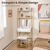 Vanity Table Set Wooden Makeup Dressing Desk & Stool w/Flip Top Mirror Golden